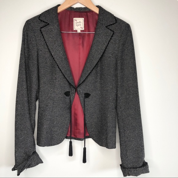 Nanette Lepore Black Tweed Jacket Skirt Suit Set size 2 - Picture 5 of 16